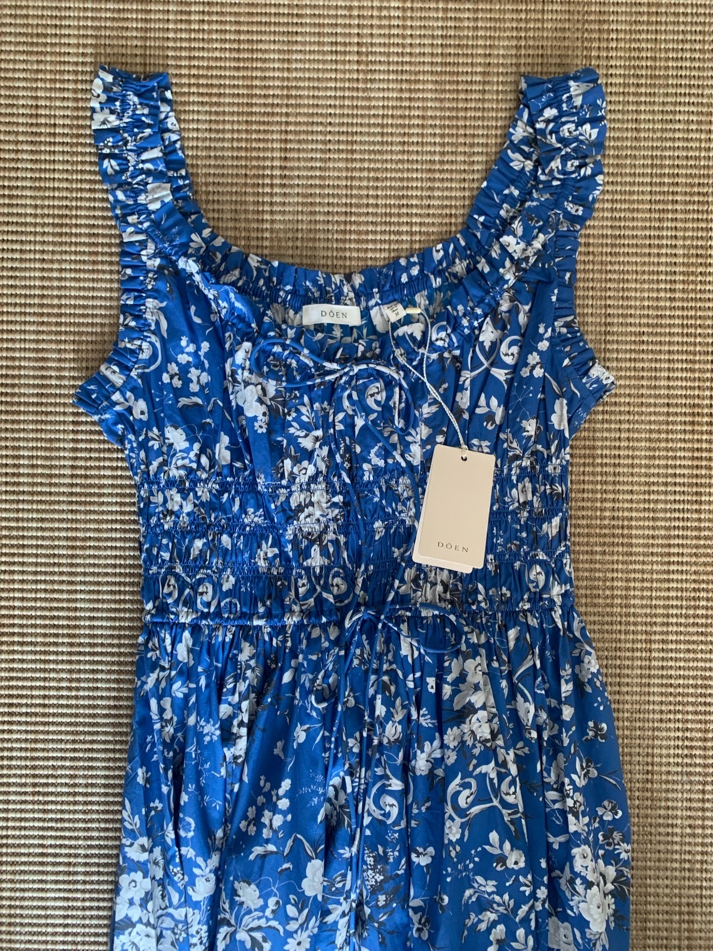 NWT Doen Emmaretta Cotton Poplin Smocked Midi Maxi Dress Jardins De La Fontaine - Picture 7 of 13